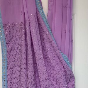 Purple and Blue Embellished Fabric